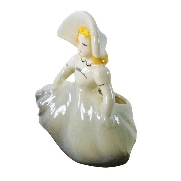 Planter Girl Bonnie Lass with Hat Ceramic 5.5" - Picture 2 of 6